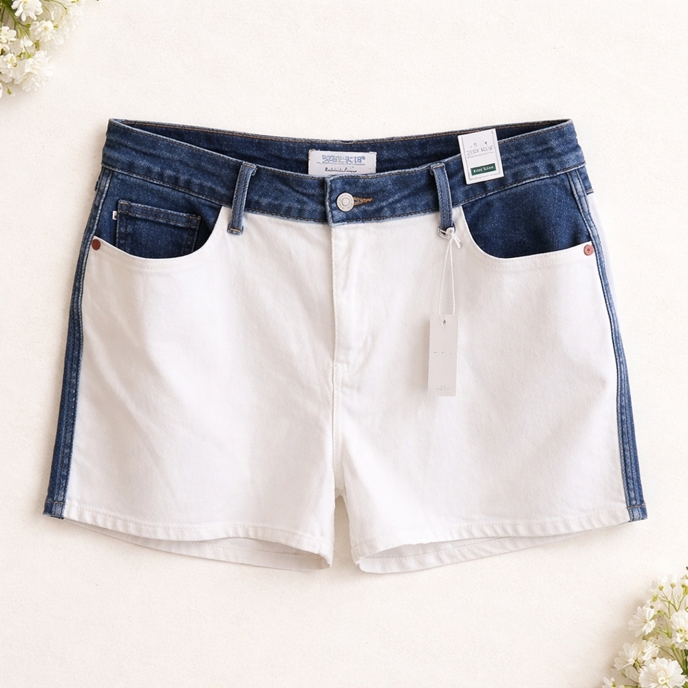 Judy Blue Sz.3X High Rise Two Tone Shorts Boutique Boho Plus Size Casual New